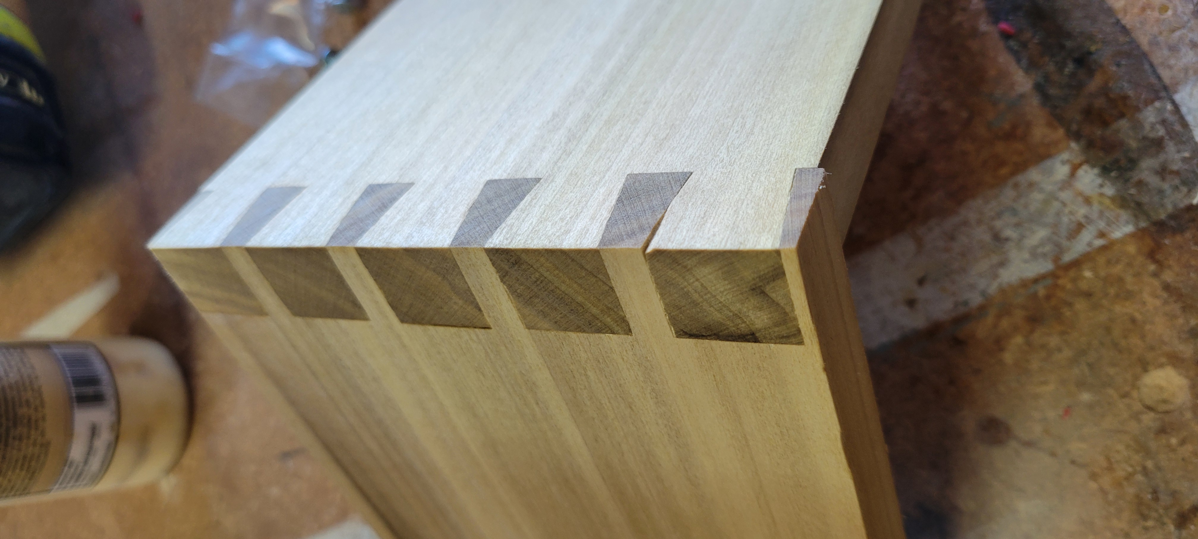 Hand cut dovetail joints